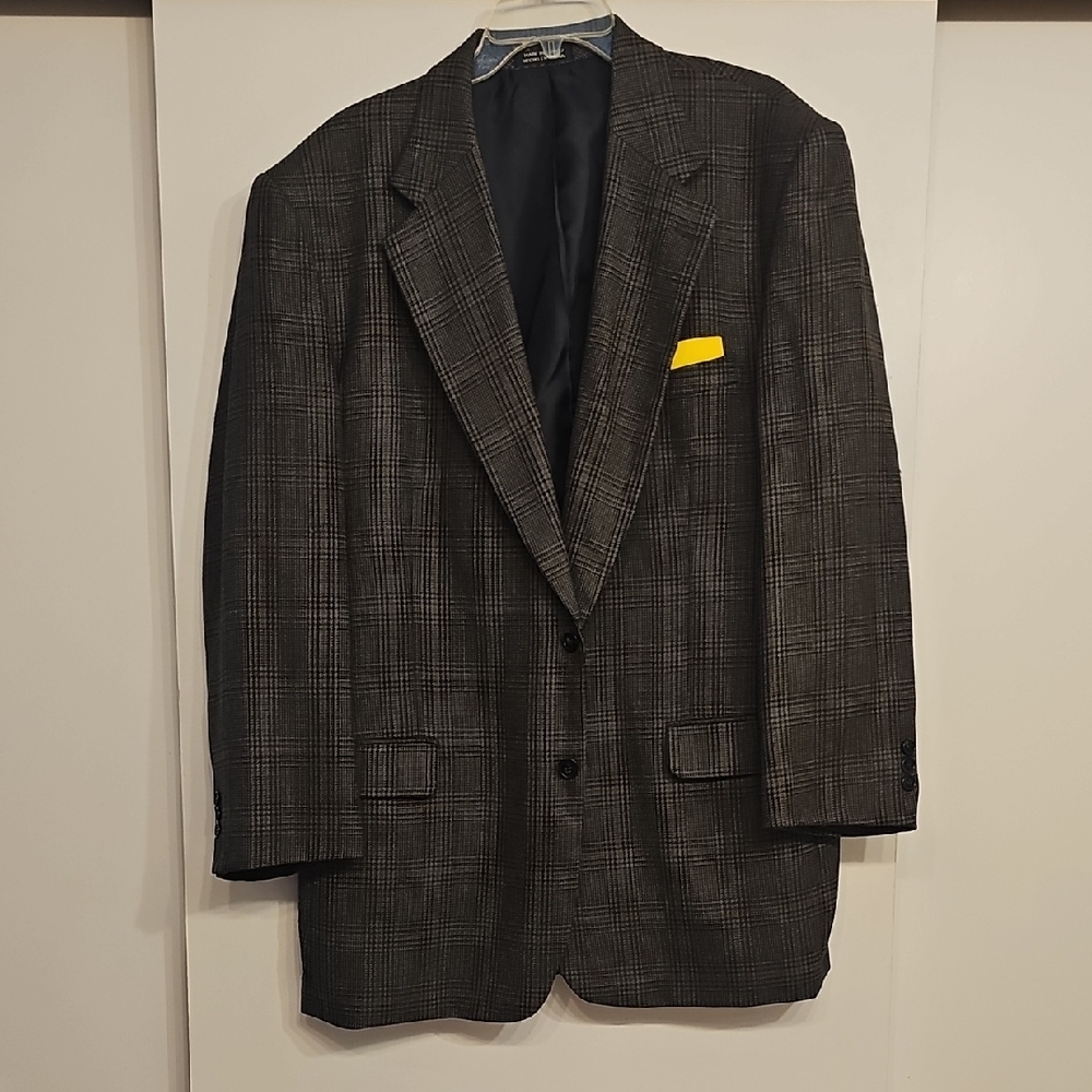 Men's Black and Green Plaid Blazer